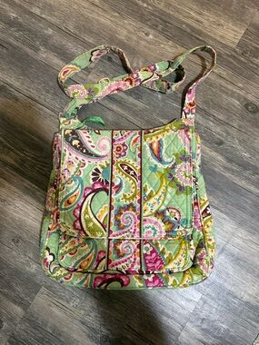 Vera Bradley Quilted Paisley Crossbody - Green with Pink & Yellow